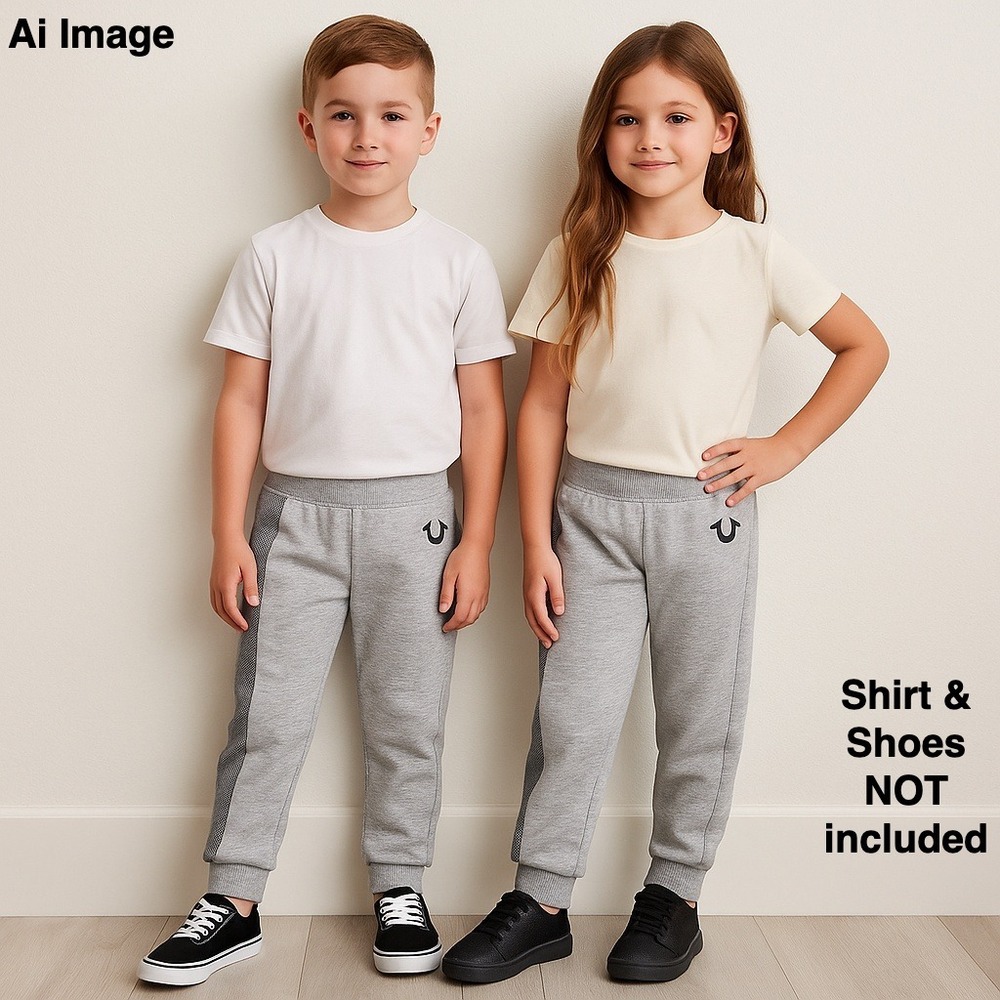 True Religion Kids 4 Sweatpants Joggers Gray Mesh Side Logo‎ Sporty Adventurer